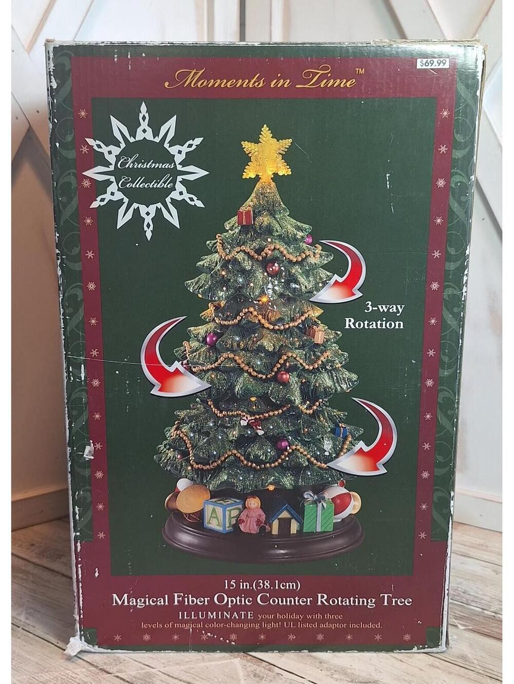 VTG Timeless moments 3-Way Rotation 15 Inch Es Resin Fiber Optic Rotating Tree